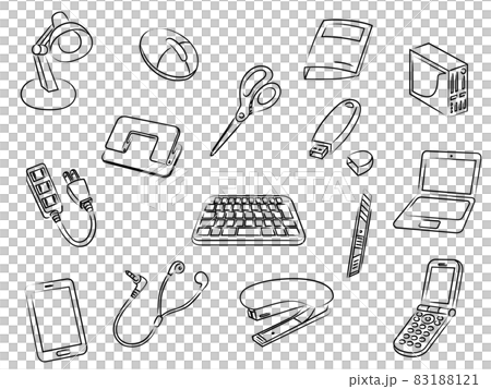 ビジネス用品の筆書き壁紙イラスト 83188121