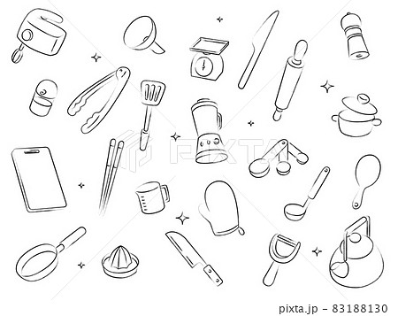 キッチン用品の筆書き壁紙イラスト キッチン用品の筆書き壁紙イラスト 83188130