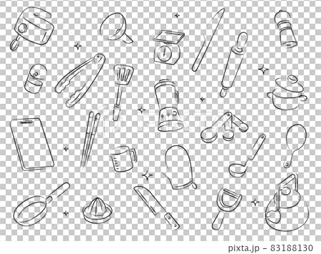 キッチン用品の筆書き壁紙イラスト キッチン用品の筆書き壁紙イラスト 83188130