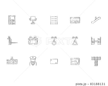駅関連の筆書きイラストアイコンセット 83188131