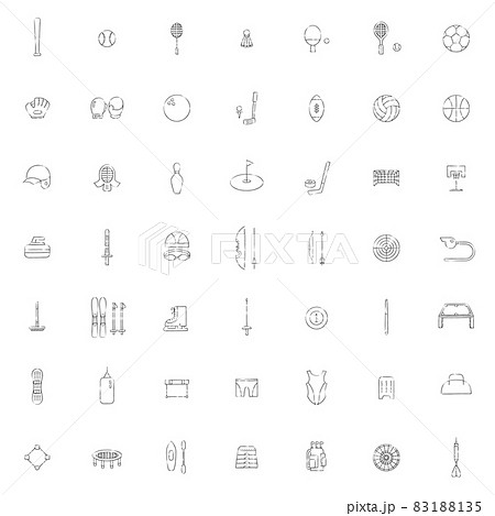 スポーツ用品の筆書きイラストアイコンセット 83188135