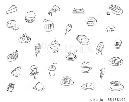 食べ物の筆書き壁紙イラストのイラスト素材 1142