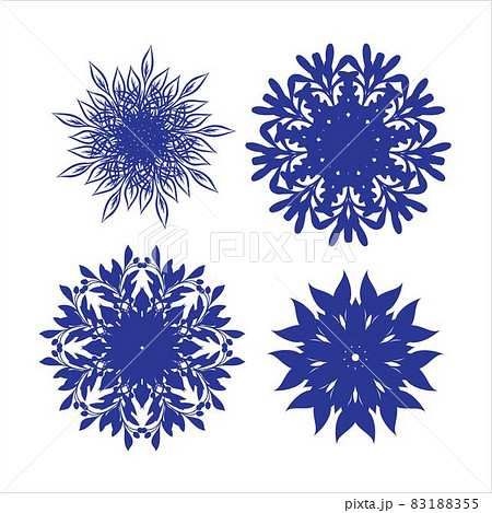 Set of snowflakes. Laser cut pattern for christmas paper cards, design elements, scrapbooking. Vector illustration. 83188355