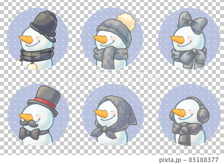 スノーマン アイコン 6種類セット ブラックver スノーマン アイコン 6種類セット ブラックver 83188377