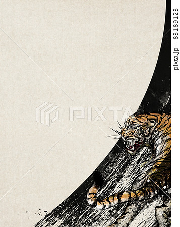 虎と和紙の背景素材 83189123