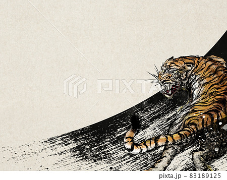 虎と和紙の背景素材 虎と和紙の背景素材 83189125