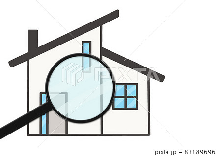 住宅と虫眼鏡 83189696