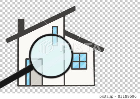住宅と虫眼鏡 83189696