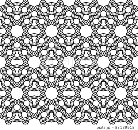 Seamless arabic geometric ornament in black color. Seamless arabic geometric ornament in black color. 83189918