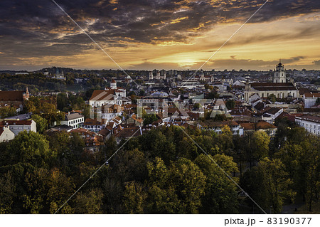 panorama of the Vilnius old town at sunset panorama of the Vilnius old town at sunset 83190377