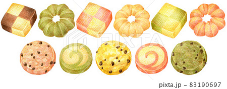 クッキーの色鉛筆画イラストのライン 83190697