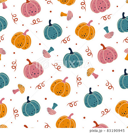 seamless vector pattern with mushrooms and pumpkins 83190945