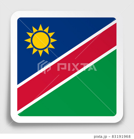 NAMIBIA flag icon on paper square sticker with shadow. Button for mobile application or web. Vector