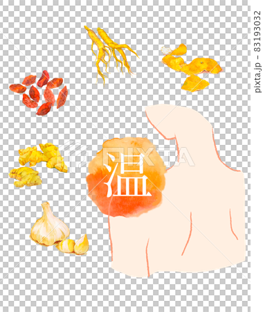 Illustration that warms the shoulders, stiff shoulders, warm bath, massage, manipulative herbal medicine Illustration that warms the shoulders, stiff shoulders, warm bath, massage, manipulative herbal medicine 83193032