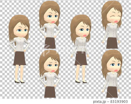 [Angry A] Caucasian woman shirt wave diagonal 83193903