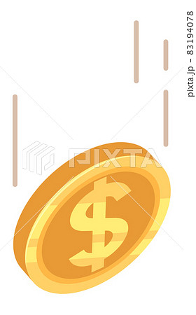 Dollar coin falling down. Golden money drop. 83194078