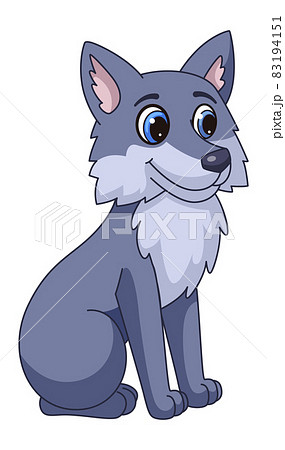 Cartoon Wolf. Cute grey coyote, wild dog mascot - Stock Illustration  [83194151] - PIXTA