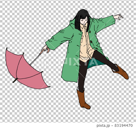 下雨天很開心,撐著傘開始跳舞的女人(有色人種) 下雨天很開心,撐著傘開始跳舞的女人(有色人種) 83194470