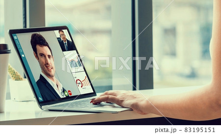 Video call business people meeting on virtual workplace or remote office Video call business people meeting on virtual workplace or remote office 83195151