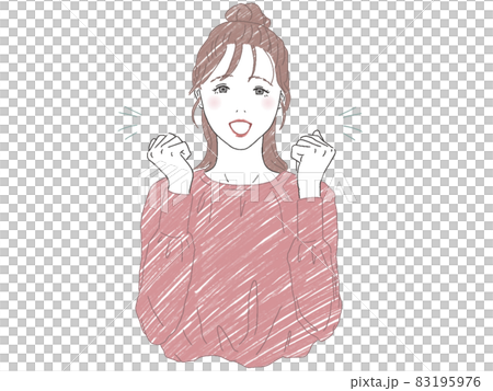 両手でガッツポーズをしている女性 83195976