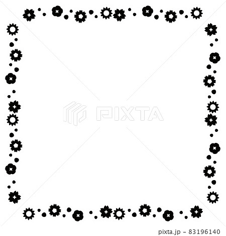 和の花柄フレーム 四角い枠1のイラスト素材