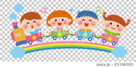 列車に乗った子どもたちの可愛いイラストイメージ 列車に乗った子どもたちの可愛いイラストイメージ 83196500