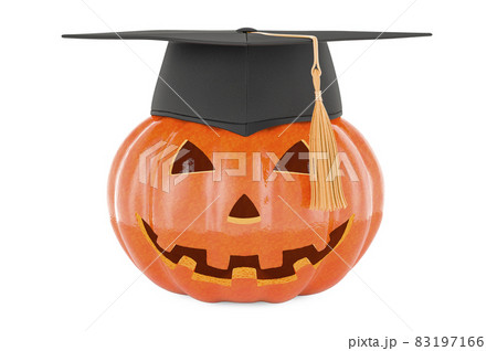 Halloween Pumpkin with graduate cap, 3D rendering 83197166