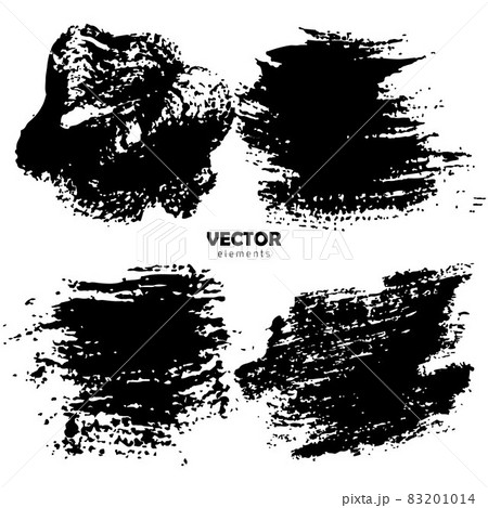 Grunge Set Brush Shape Vector Strokes in Black color on white background. Hand painted grange elements. Ink drawing. Dirty artistic design . Place for text, quote, information, company name. 83201014