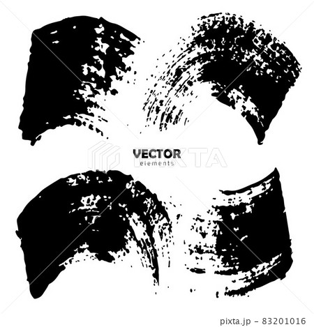 Grunge Set Brush Shape Vector Strokes in Black color on white background. Hand painted grange elements. Ink drawing. Dirty artistic design . Place for text, quote, information, company name. 83201016