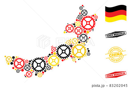 Mechanics Mosaic Inner Mongolia Map in German Flag Colors and Grunge Seals Mechanics Mosaic Inner Mongolia Map in German Flag Colors and Grunge Seals 83202045