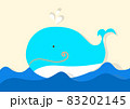 Illustration of a cute smiling blue whale in the sea 83202145