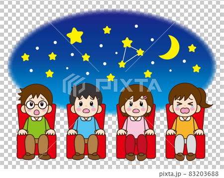 プラネタリウムを鑑賞する子どもたち 83203688