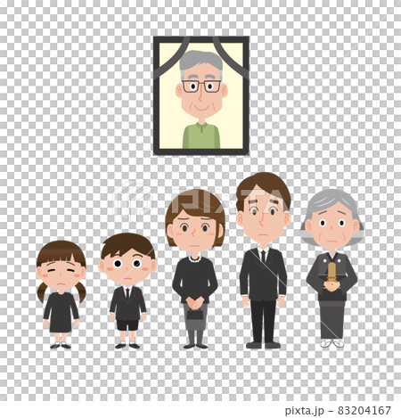 Japanese funeral family illustration set Japanese funeral family illustration set 83204167