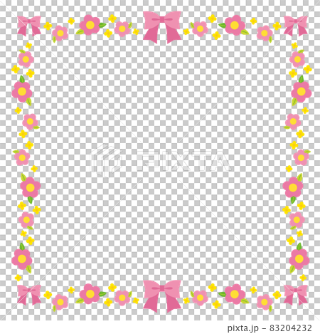 Flower And Ribbon Frame Cute ribbon and flower frame material - Stock Illustration [83204232 ...