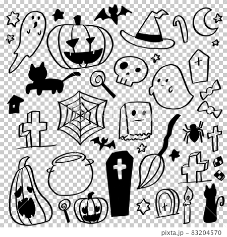 ハロウィンの線画イラストセット ハロウィンの線画イラストセット 83204570