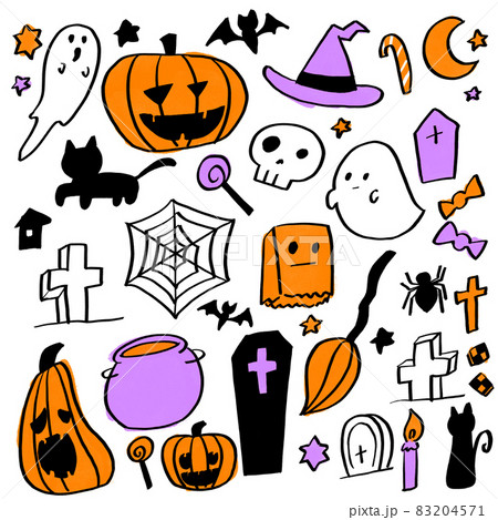 ハロウィンのイラストセット ハロウィンのイラストセット 83204571