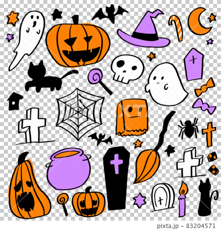 ハロウィンのイラストセット ハロウィンのイラストセット 83204571