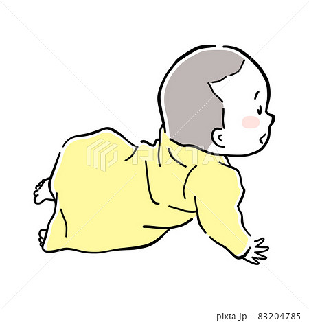 笑顔でハイハイする赤ちゃんのイラスト素材 83204785