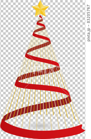 Illustration of a Christmas tree made of rope and ribbon Illustration of a Christmas tree made of rope and ribbon 83205767