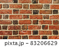 Textured red brick wall background or backdrop, rectangular red terracotta bricks laid out as pattern, architectural structure for old rough building 83206629