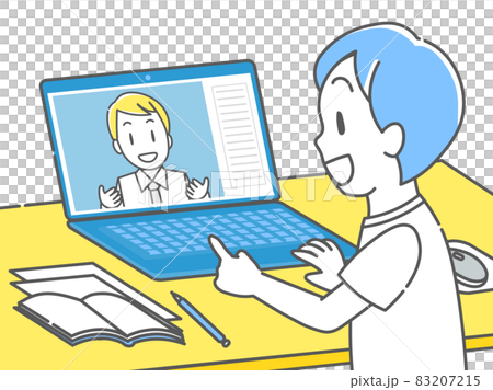 先生とオンラインで個別授業を受ける子供 83207215