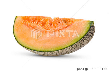 cantaloupe melon slices isolated on white cantaloupe melon slices isolated on white 83208136