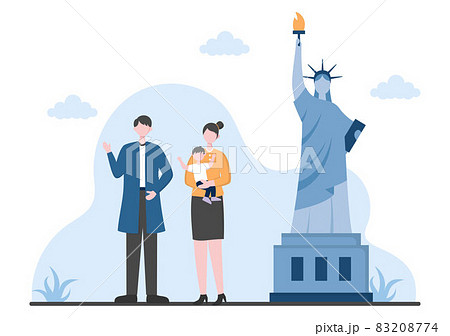 Travel to USA Background Vector Illustration. Time to Visit the Icon Landmarks of these World Famous Tourist Attractions of the Country 83208774