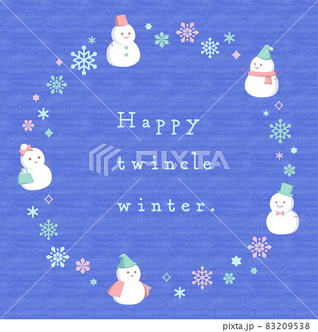 雪だるまと雪の結晶のクリスマスリースフレーム 雪だるまと雪の結晶のクリスマスリースフレーム 83209538