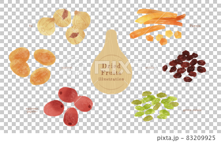 Watercolor illustration of various dried fruits-2 Watercolor illustration of various dried fruits-2 83209925