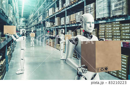 Innovative industry robot working in warehouse for human labor replacement 83210223