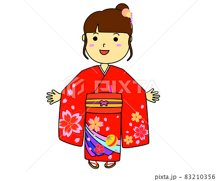着物姿の女の子 赤 着物姿の女の子 赤 83210356