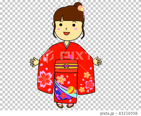 着物姿の女の子 赤 着物姿の女の子 赤 83210356