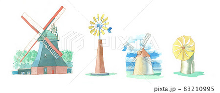 水彩 風車のイラスト素材 水彩 風車のイラスト素材