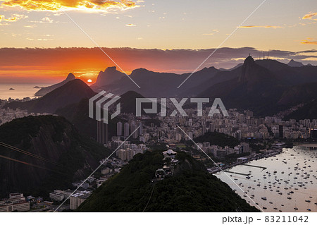 Beautiful panorama of Rio de Janeiro at twilight, Brazil. Sugarloaf Mountain 83211042